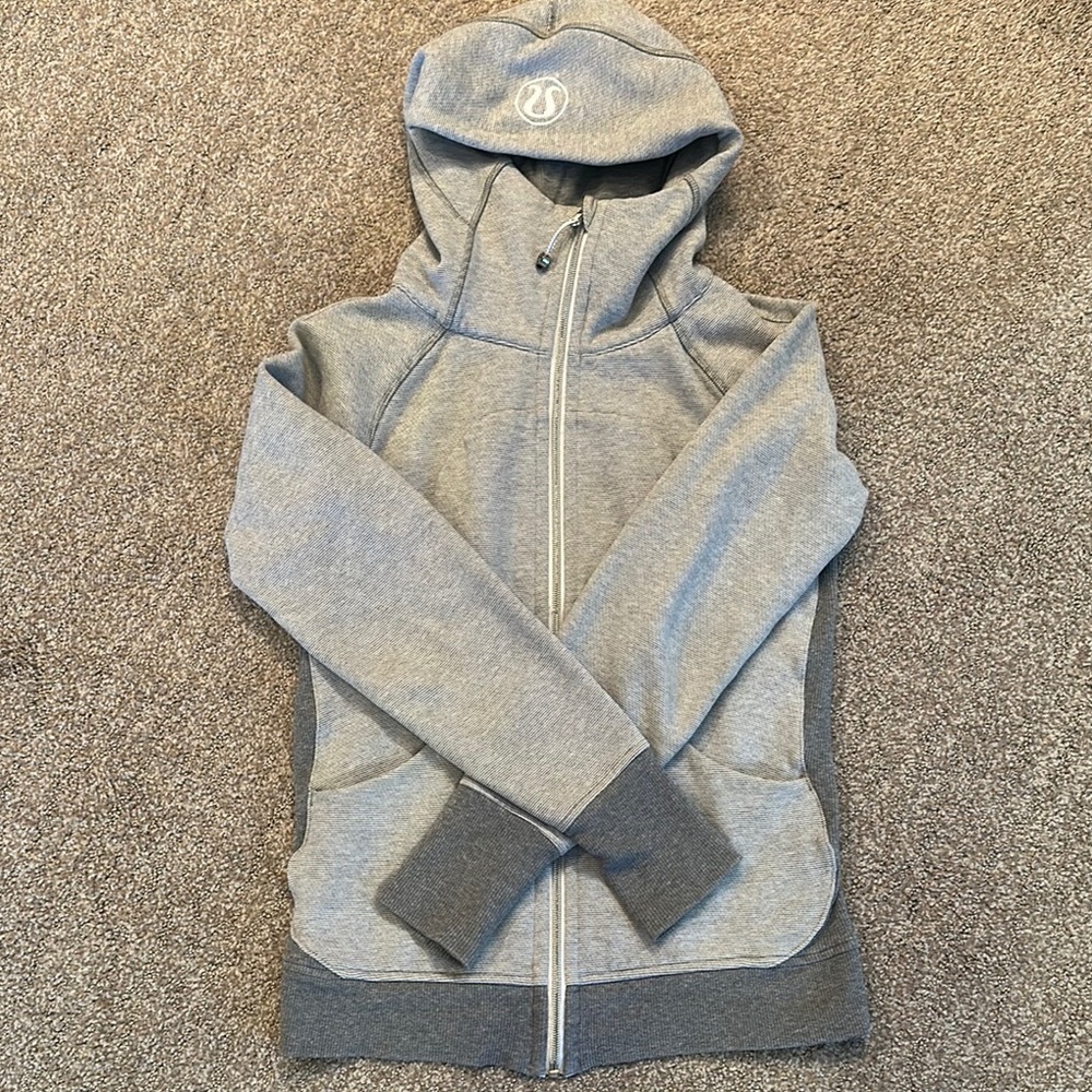 Gray/white Lululemon Scuba Hoodie